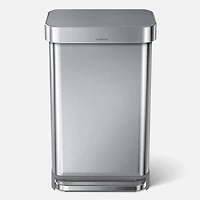 simplehuman 45L Rectangular Step Can with Liner Pocked, Brushed Stainless Steel