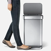 simplehuman Corbeille rectangulaire de 45 L avec sac poubelle intégré, acier inoxydable brossé