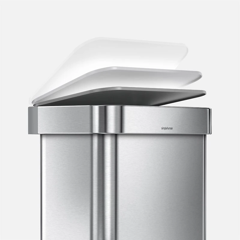 simplehuman Corbeille rectangulaire de 45 L avec sac poubelle intégré, acier inoxydable brossé