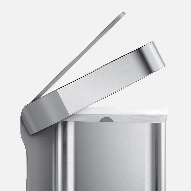 simplehuman Corbeille rectangulaire de 45 L avec sac poubelle intégré, acier inoxydable brossé