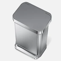 simplehuman Corbeille rectangulaire de 45 L avec sac poubelle intégré, acier inoxydable brossé