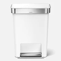 simplehuman Corbeille rectangulaire avec pochette pour sac poubelle, 45 litres - Blanche
