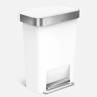 simplehuman Corbeille rectangulaire avec pochette pour sac poubelle, 45 litres - Blanche