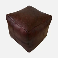 Sila Leather Ottoman - Brown