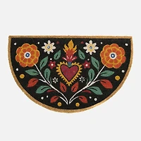 Tapis de coco - Floral en forme de demi-cercle