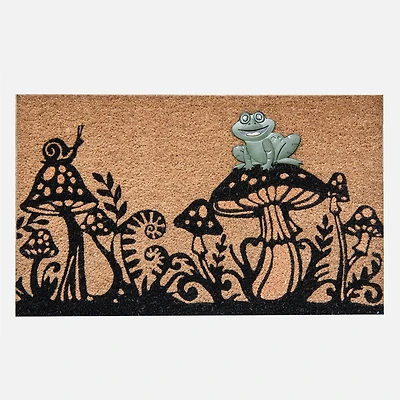 Mushrooms with Frog Accent Coir Mat - 18 x 30"
