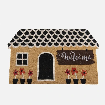 Paillasson de coco en forme de maison Welcome - 18 x 30 po