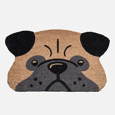 Pug Dog Shape Coir Door Mat - 18 x 30"