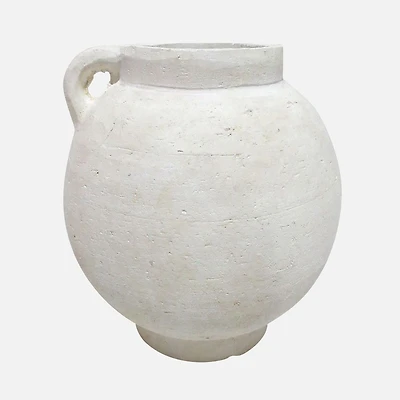 Bulbous Jug With Handle, 10" - White
