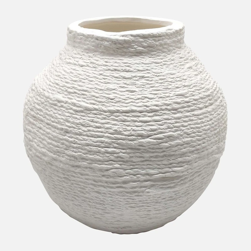 Woven Textured Vase, 7" - White