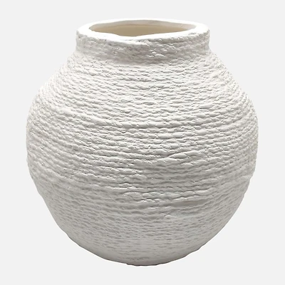 Woven Textured Vase, 7" - White
