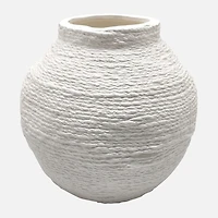 Woven Textured Vase, 7" - White