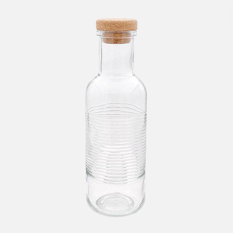 Textured Glass Bottle with Cork Lid by S&Co