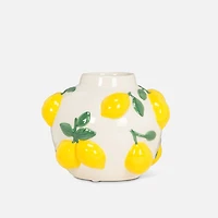 Petit vase rond à motif de citrons