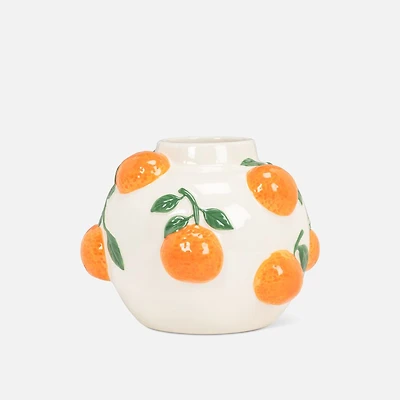 Small Round Vase with Oranges Motif