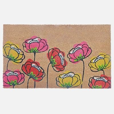 Coir Door Mat - Spring Flowers 