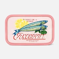 Assiette rectangulaire avec sardines, assorti