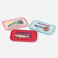 Assiette rectangulaire avec sardines, assorti