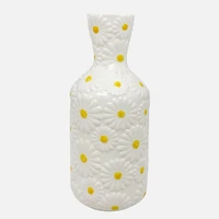 Vase bouteille avec marguerite en relief