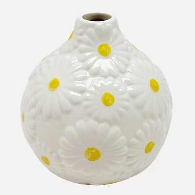 Vase boule avec marguerite en relief