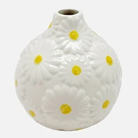 Vase boule avec marguerite en relief