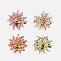 Fleur et abeille Anneaux à serviette, ensemble de 4