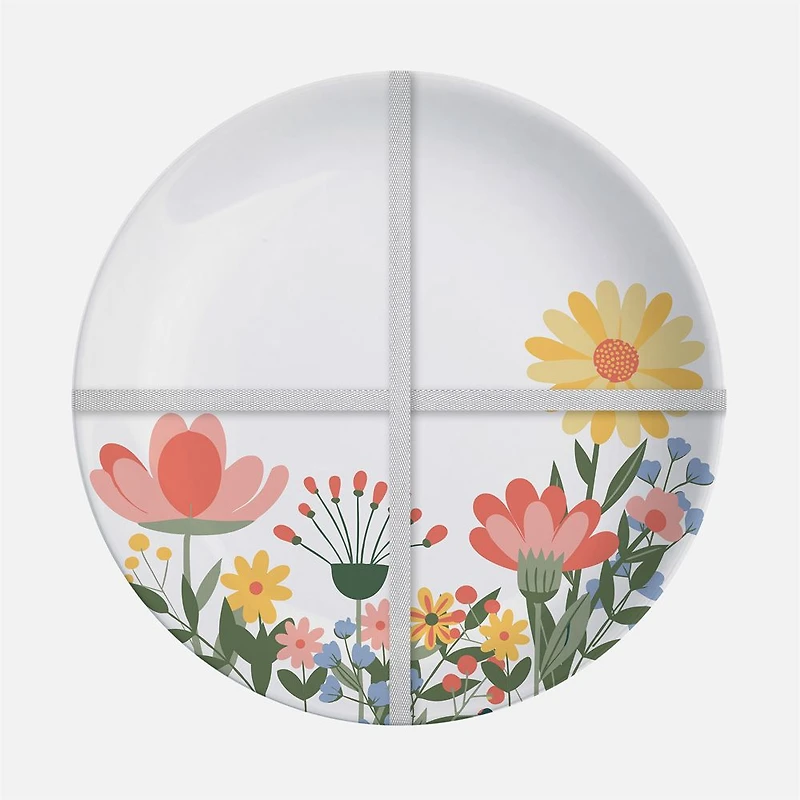 S&Co Assiettes à dîner floral en mélamine, ensemble de 4