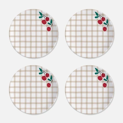 S&Co Assiettes à dîner cerises en mélamine, ensemble de 4