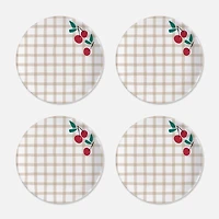 S&Co Assiettes à dîner cerises en mélamine, ensemble de 4