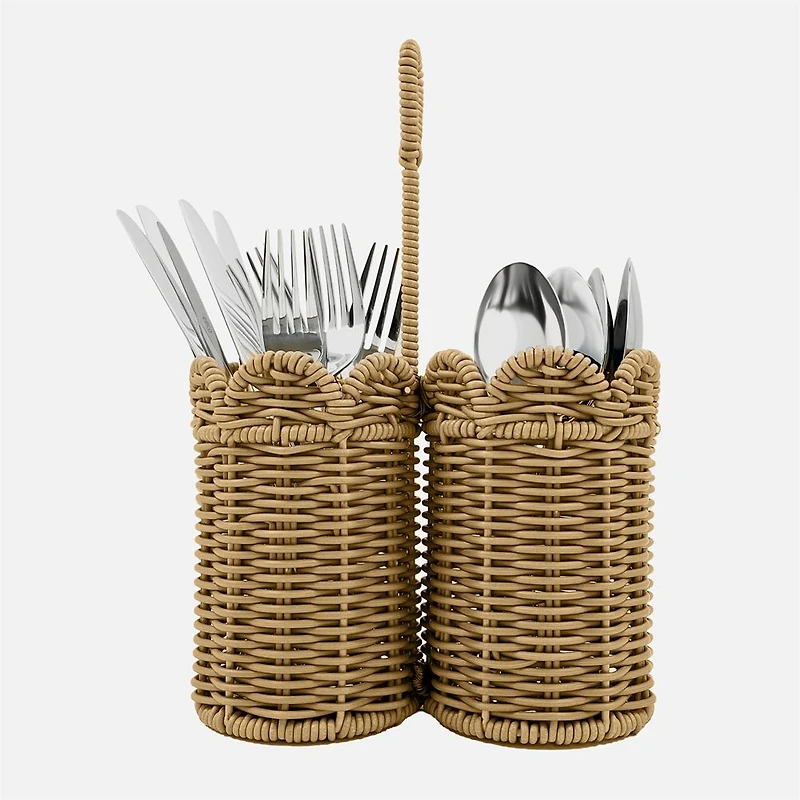 S&Co Woven Straw Utensil Holder 