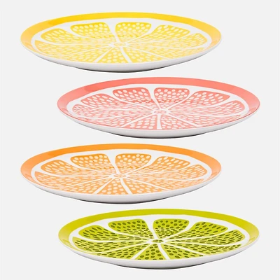 S&Co Assiettes à salade agrumes, ensemble de 4