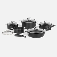 Batterie de cuisine en aluminium forgé Starfrit The Rock T-Lock, 12 pièces