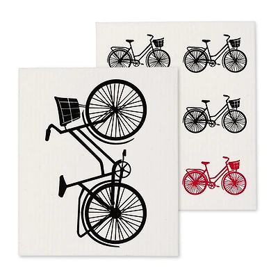 Set of 2 Bicycle-themed Swedish Dishcloths