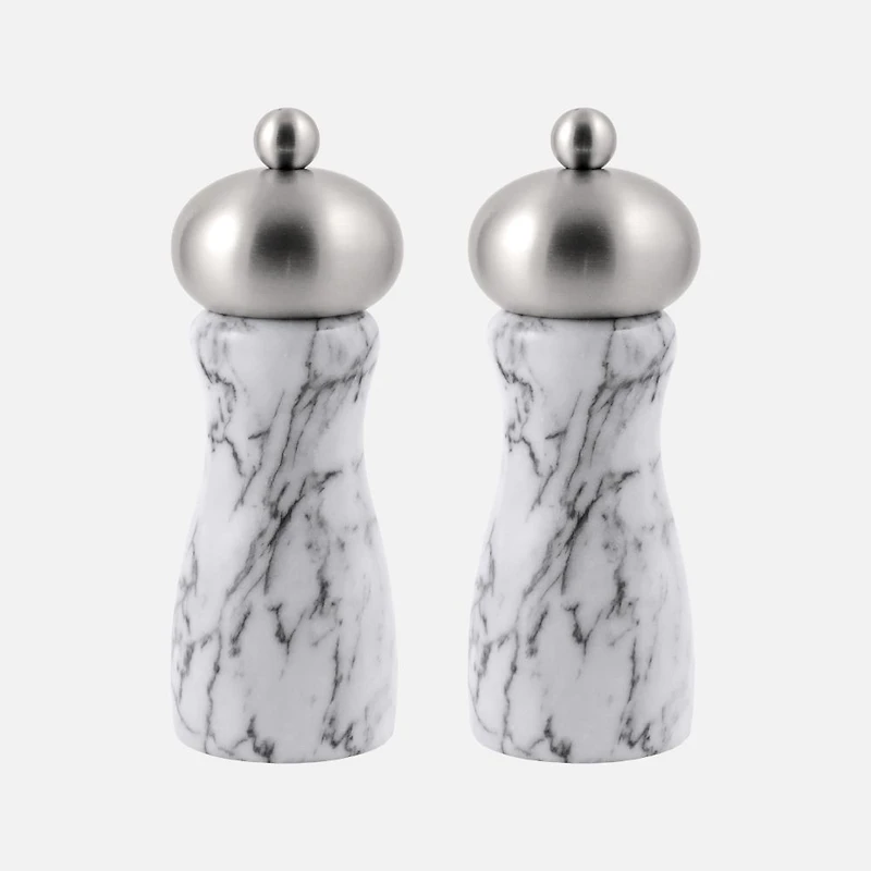 Swissmar Belle Salt and Pepper Mill Set White Marble 6''