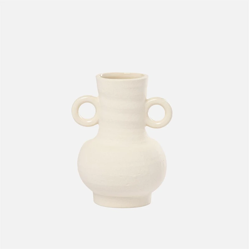 Rustic Carafe Ceramic Vase with Handles - 6"