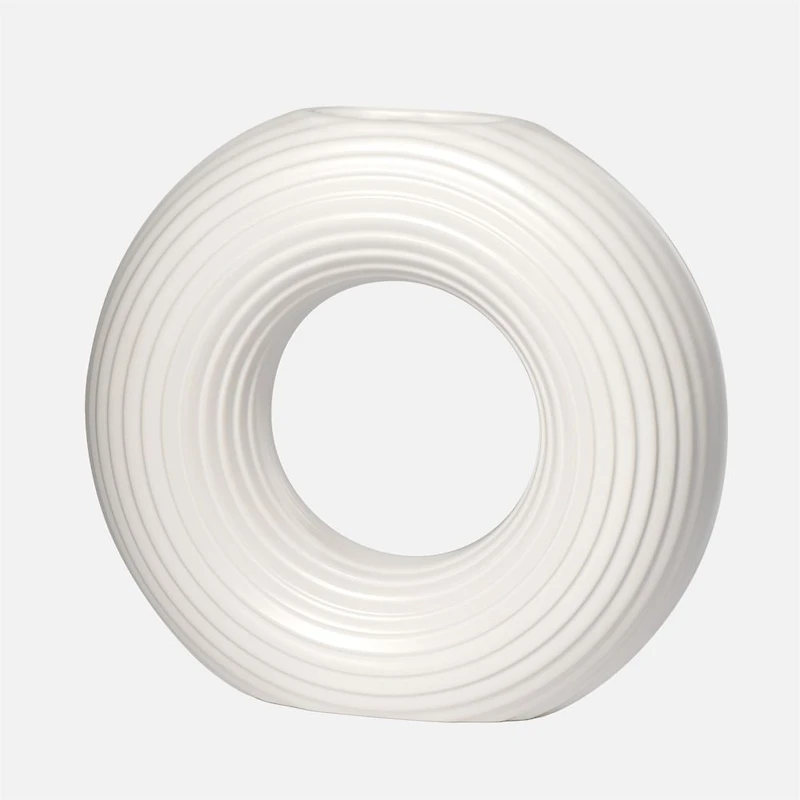 Circa Round Ring Vase, 9" - Matte White