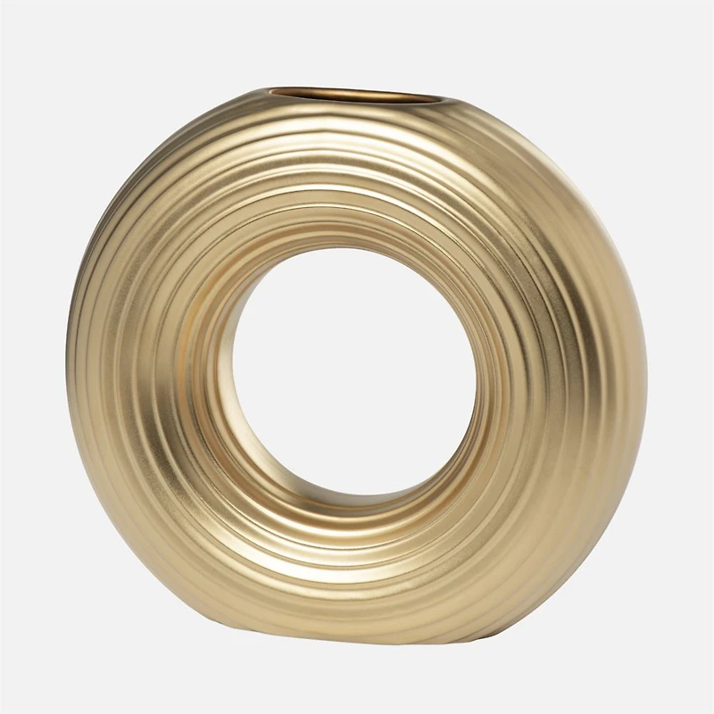 Circa Round Ring Vase, 9" - Matte Gold