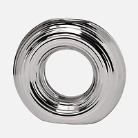 Circa Round Ring Vase, Matte Silver - 9"