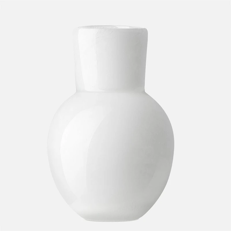 Opaque Flared Ball Glass Vase 6" - White