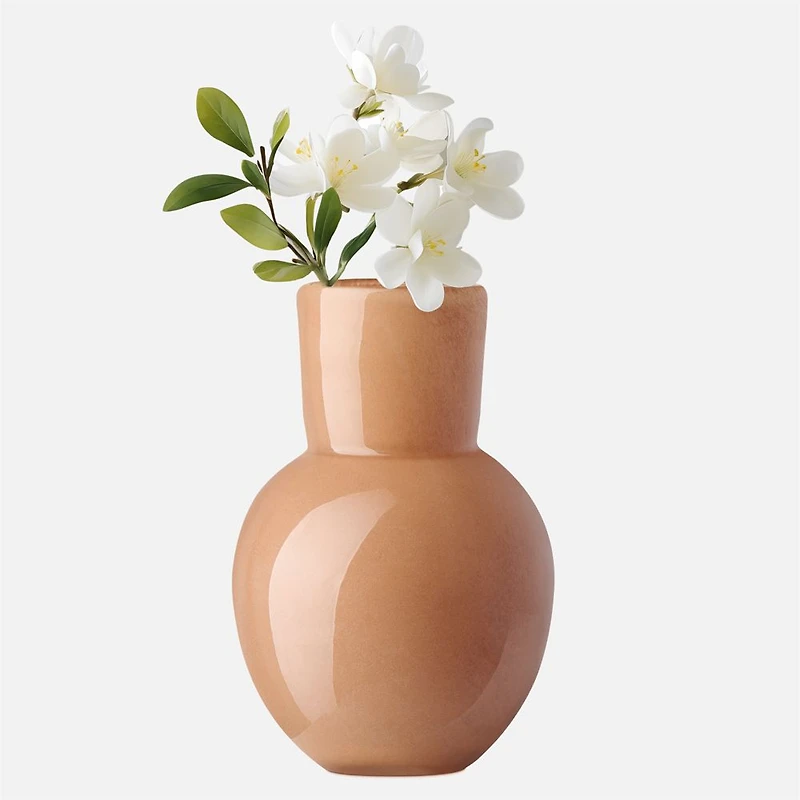 Opaque Flared Ball Glass Vase,  6" - Orange