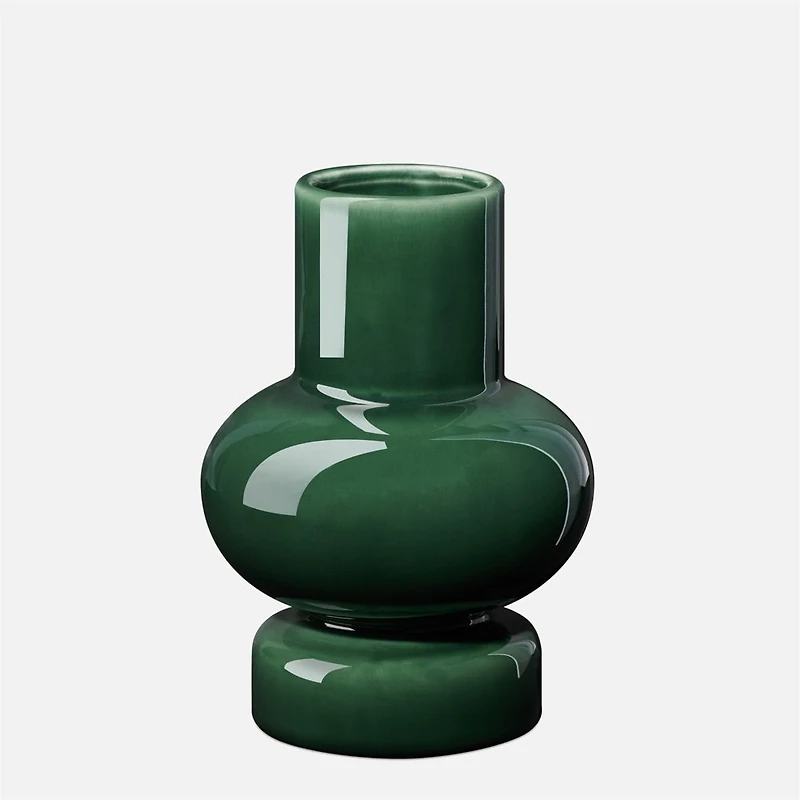 Single Bulb Ceramic Vase, 8" - Green