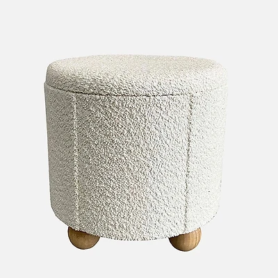 Tani Round Storage Ottoman, White