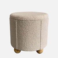 Tani Round Storage Ottoman - Cream