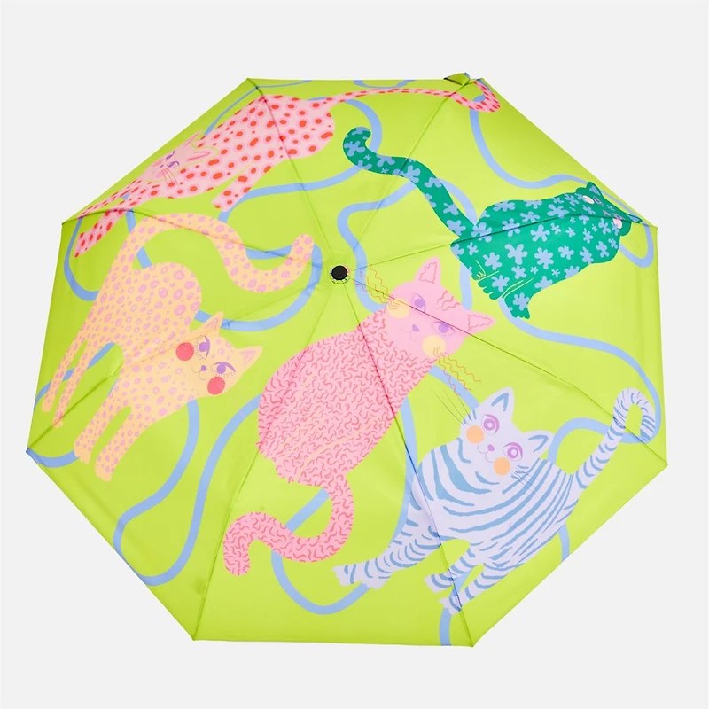 Duckhead Lime Arty Cats Compact Umbrella