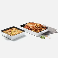 Plat à four en céramique 2 pièces avec rectangle et carré baker