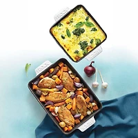 Plat à four en céramique 2 pièces avec rectangle et carré baker