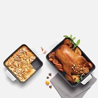 Plat à four en céramique 2 pièces avec rectangle et carré baker