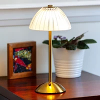 Fancy Shade LED Table Lamp - White/Gold