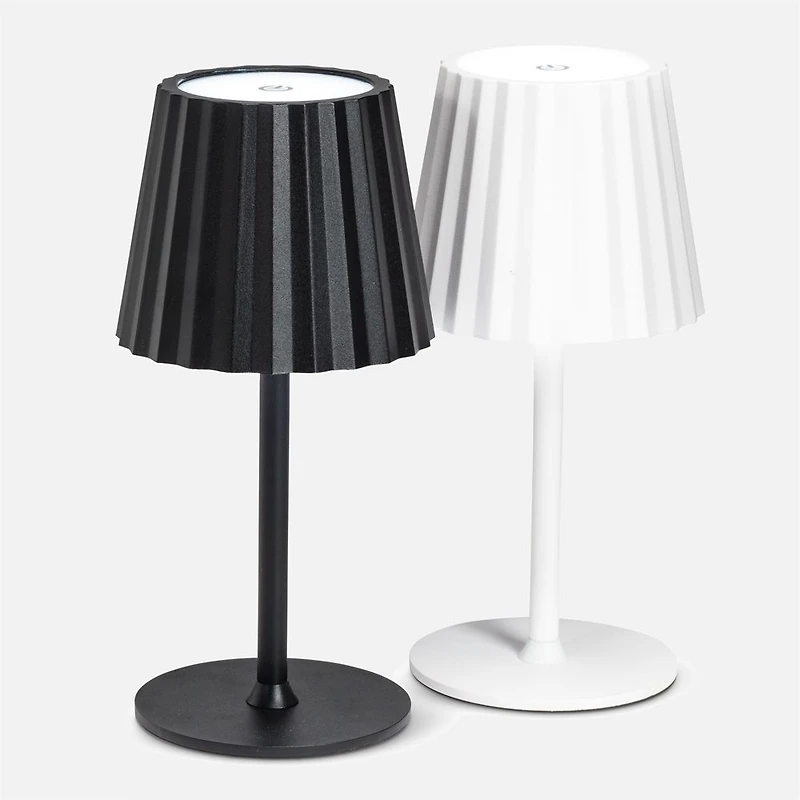 Fluted Shade LED Table Lamp - Black