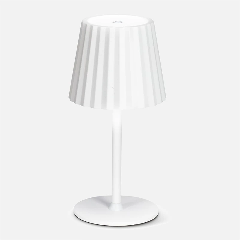 Fluted Shade LED Table Lamp - White